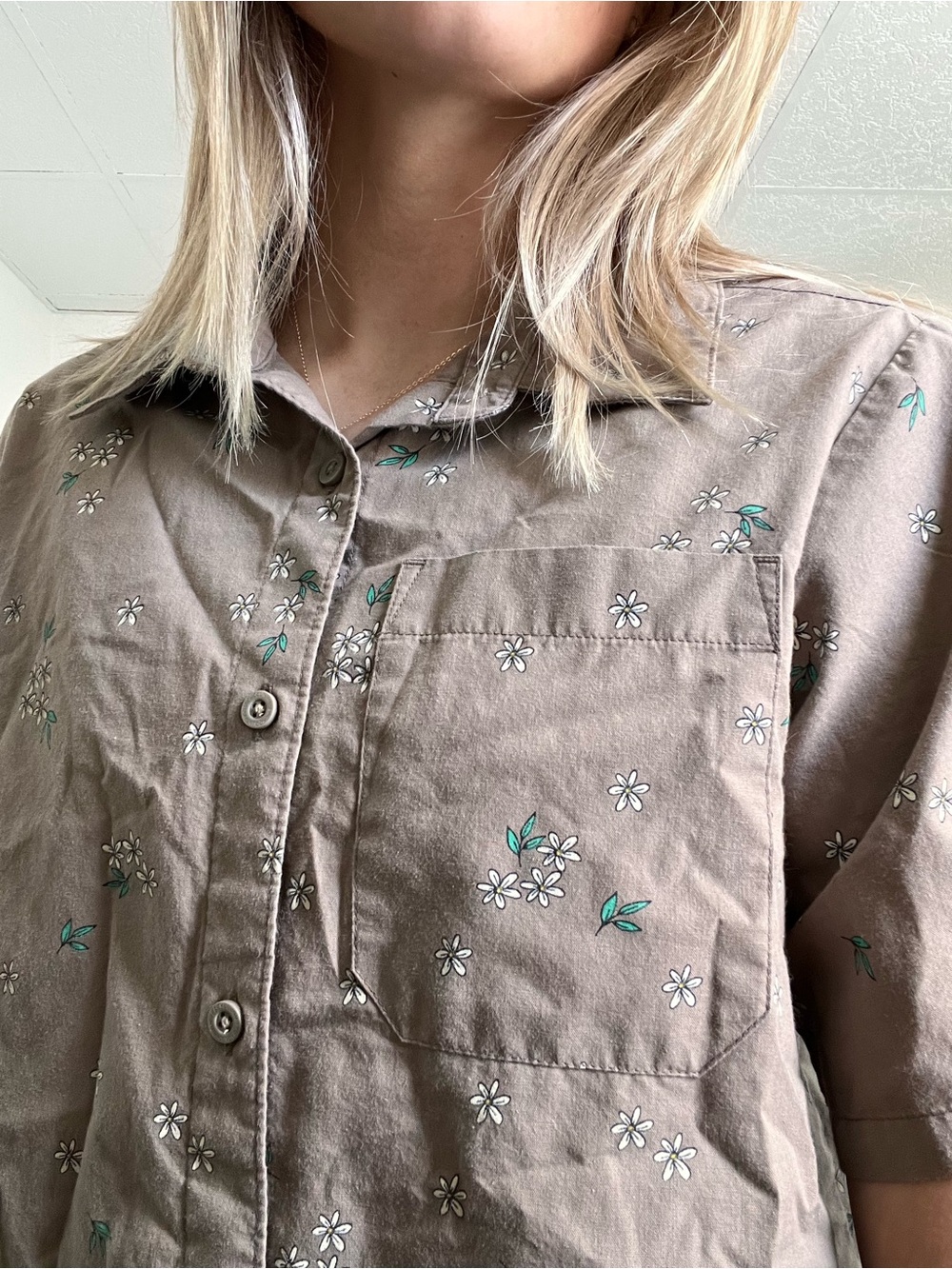 Backcountry Taupe Floral Button-Up Shirt